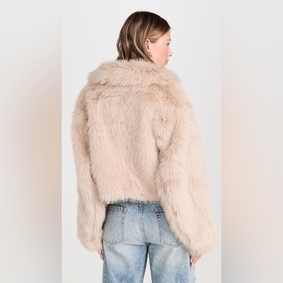 Free People Paris Cropped Faux Fur Jacket in Sand - Picture 2 of 6